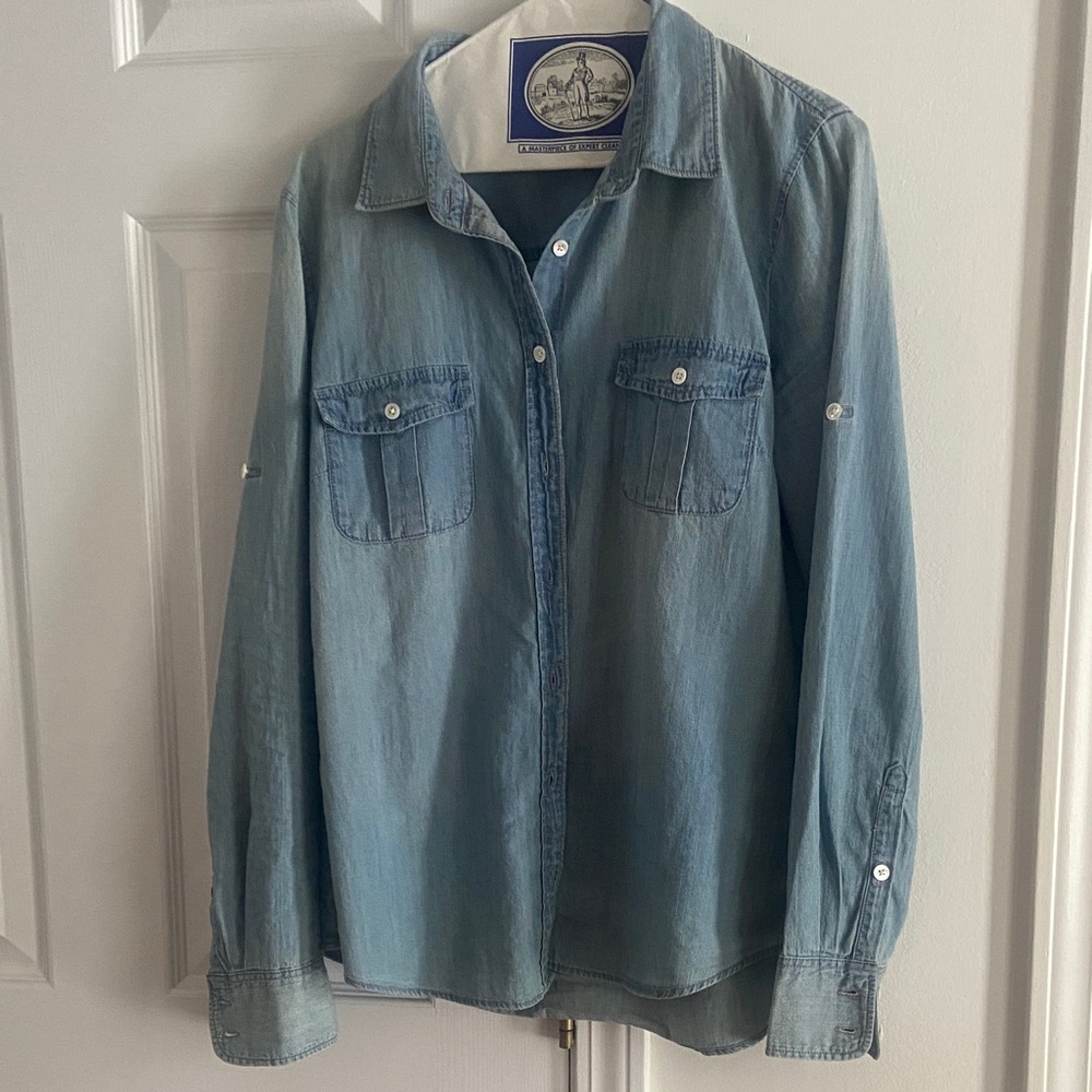 J. CREW Denim Blue Button-Up Blouse. BRAND NEW